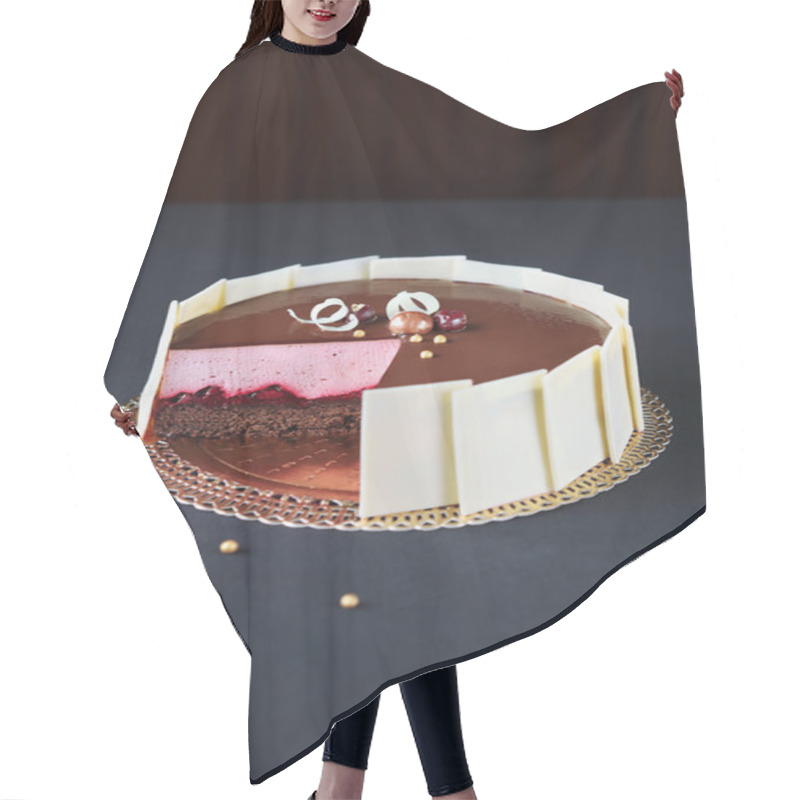 Personality  Chocolate Cherry Mousse Cake Hair Cutting Cape