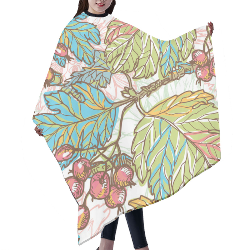 Personality  Hand Drawn Autumn Berries Retro Seamless Pattern Hair Cutting Cape