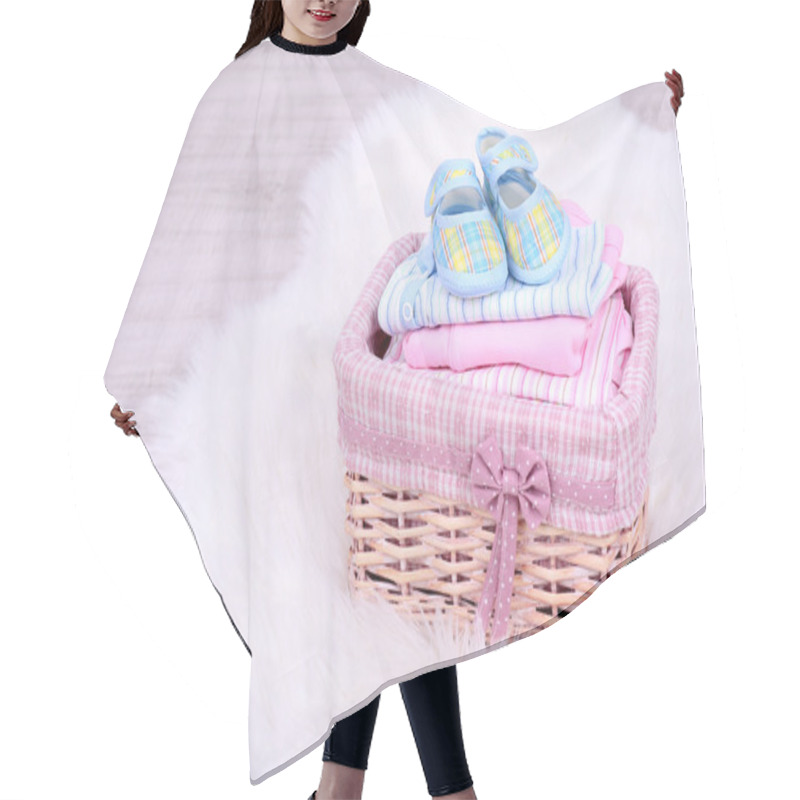 Personality  Baby Clothes In Basket On Floor In Room Hair Cutting Cape