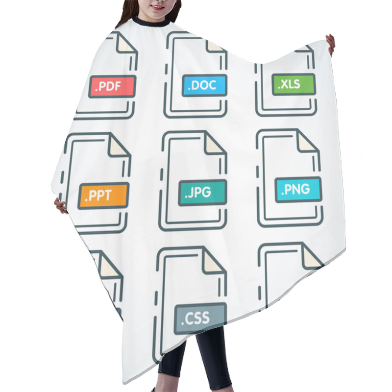 Personality  Set Of Awesome Styled Flat Document Icons On A White Backround.  Hair Cutting Cape