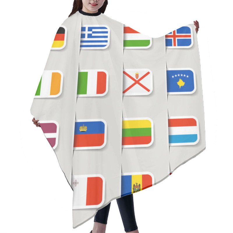 Personality  Label - European Flags Hair Cutting Cape