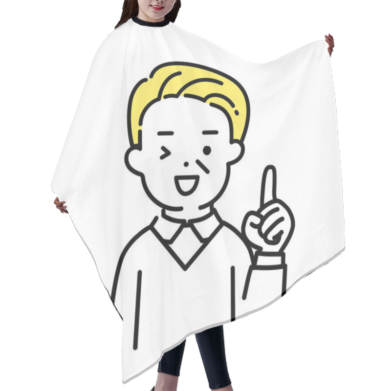 Personality  Illustration Series Of Cute Person_Senior Male_Point Hair Cutting Cape