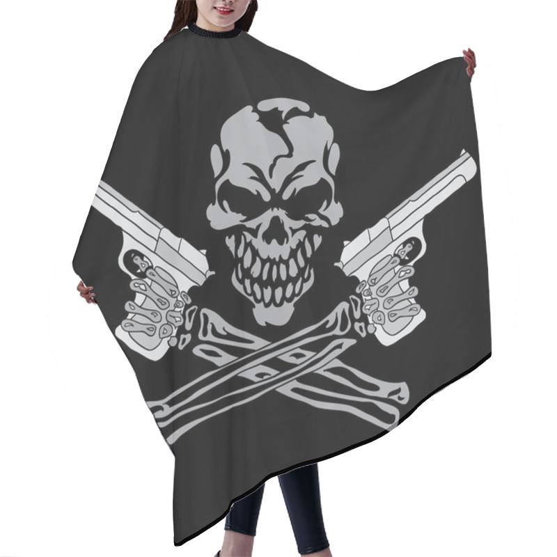 Personality  Smiling Skull With Guns Hair Cutting Cape