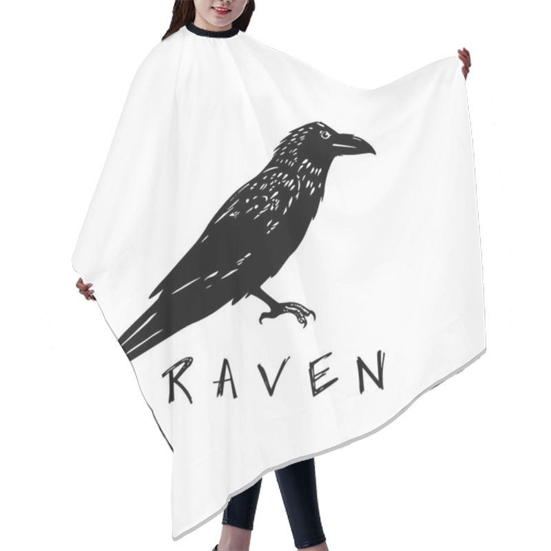 Personality  Hand Drawn Raven Hair Cutting Cape