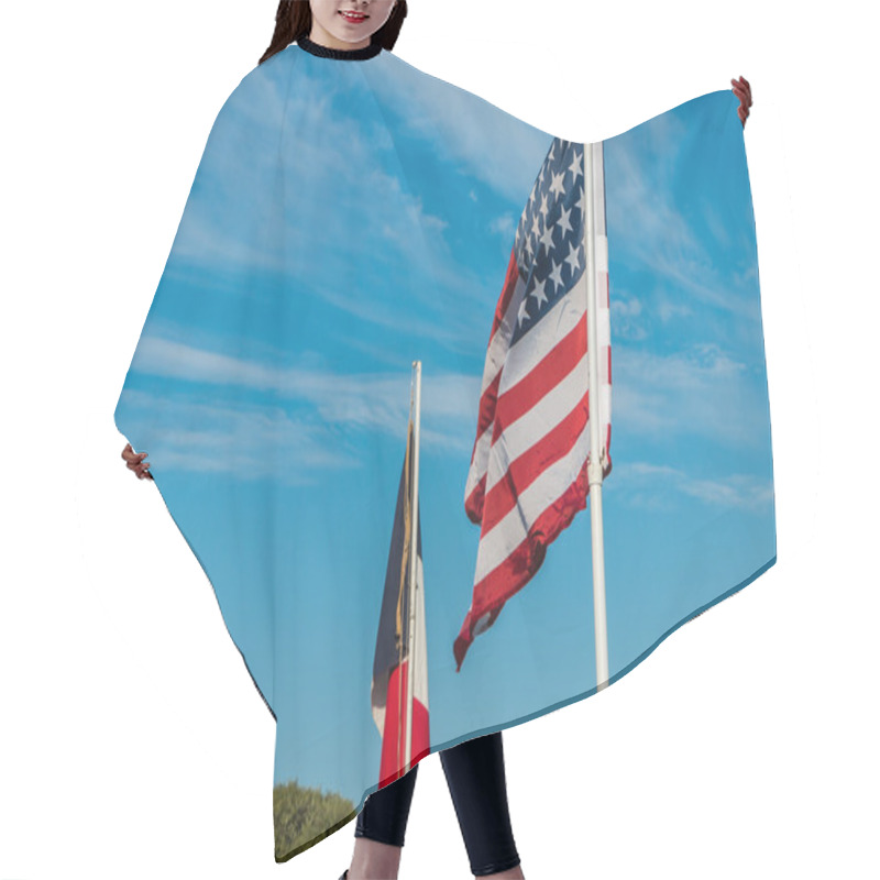 Personality  American And French Flags In A Reconstituted Military Camp Hair Cutting Cape