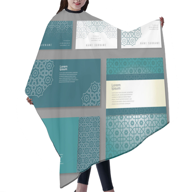 Personality  Set Of Templates In Arabic Hair Cutting Cape