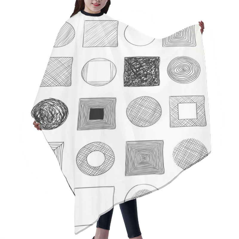 Personality  Doodled Circles And Squares Hair Cutting Cape