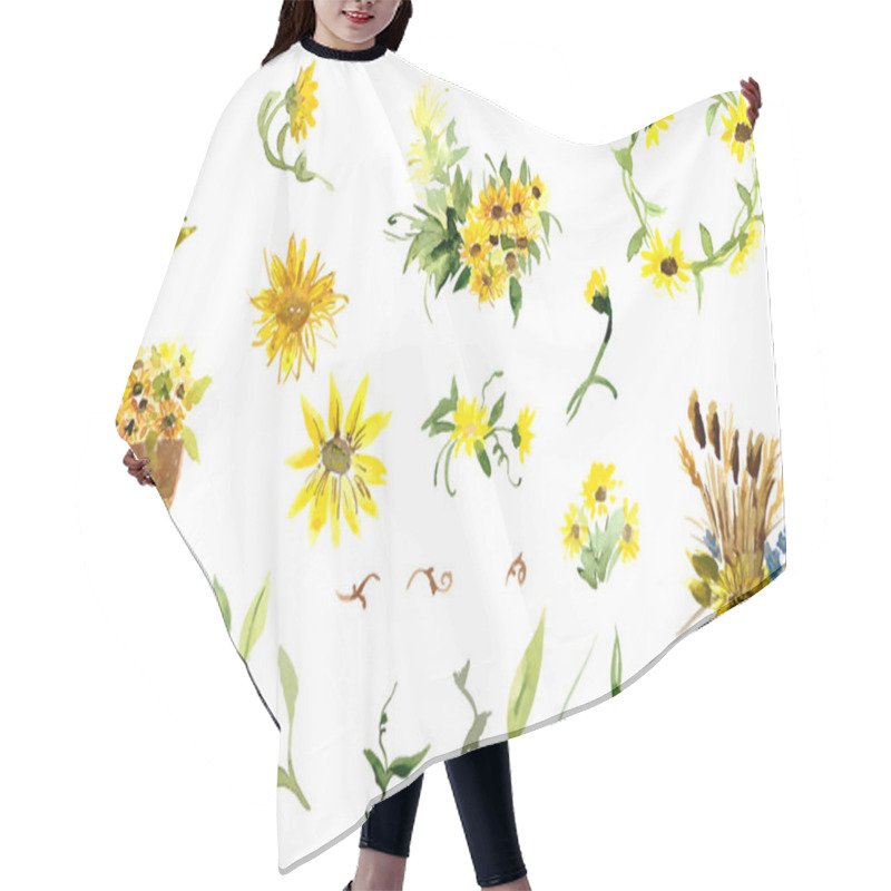 Personality  Composition Of Yellow Sunflower Hair Cutting Cape