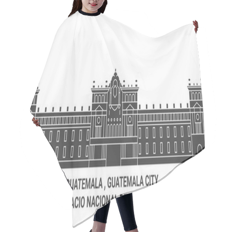 Personality  Guatemala , Guatemala City, Palacio Nacional De La Cultura Travel Landmark Line Vector Illustration Hair Cutting Cape