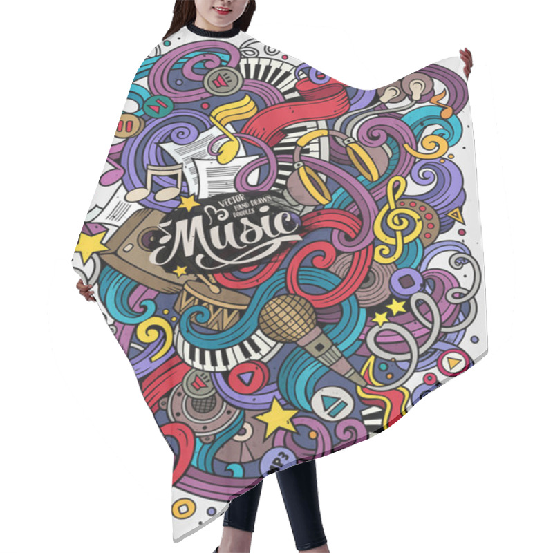 Personality  Cartoon Hand-drawn Doodles Musical Illustration Hair Cutting Cape