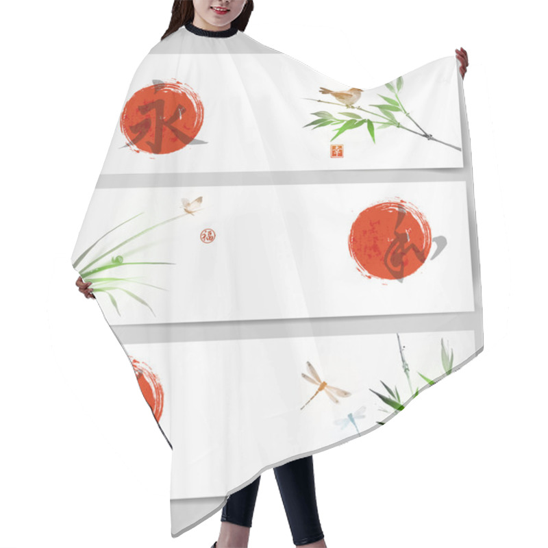 Personality  Banners With Birds, Grass, Butterfliy And Dragonflies Hair Cutting Cape