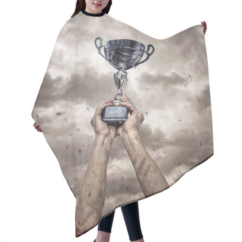 Personality  Athlete Holding Trophy Hair Cutting Cape