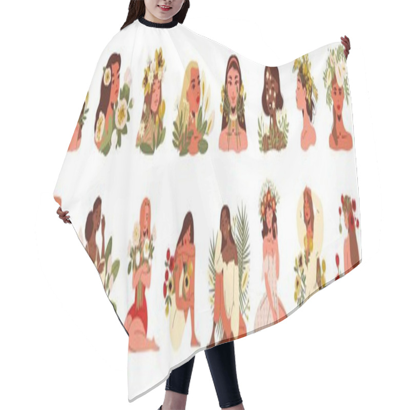 Personality  Beautiful Woman Flowers Set Hair Cutting Cape