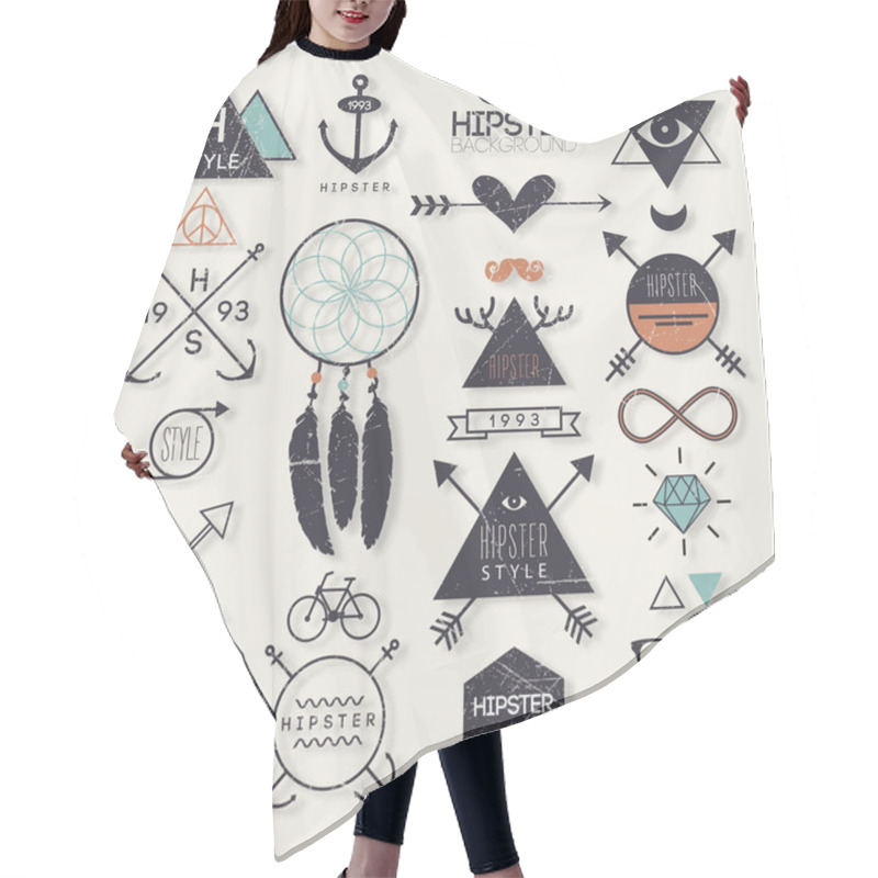 Personality  Hipster Style Elements And Labels Hair Cutting Cape