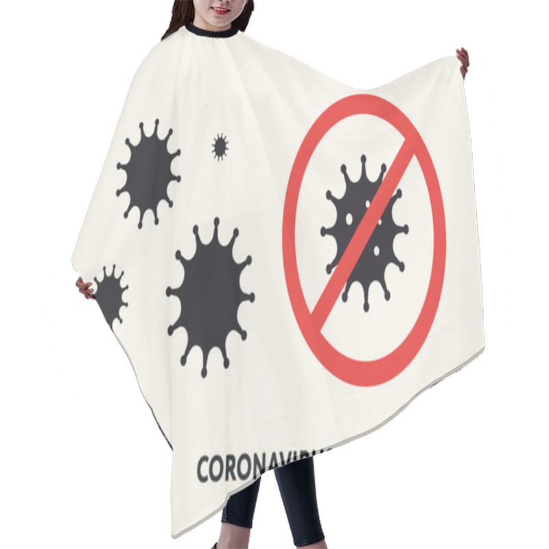 Personality  Stop Virus. Beware Of Coronavirus. Stay Home. Flat Vector Icon. Hair Cutting Cape