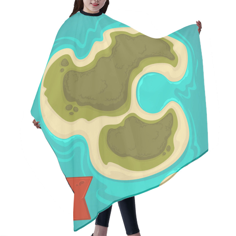 Personality  Cartoon Tropical Island Top View For Your Game Map Hair Cutting Cape