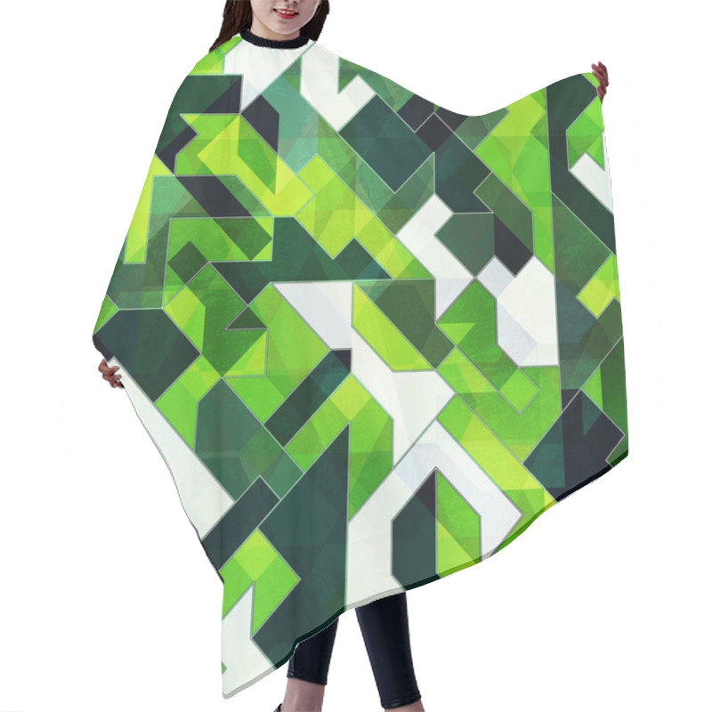 Personality  Green Geometric Seamless Pattern. Hair Cutting Cape