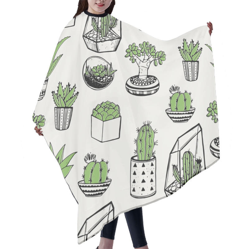 Personality   Pattern With Cacti And Succulents Hair Cutting Cape