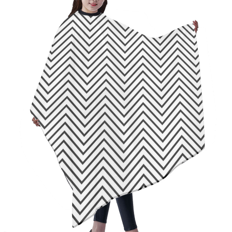 Personality  Black And White Seamless Zig Zag Line Pattern Hair Cutting Cape