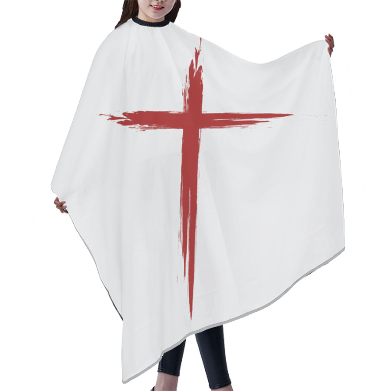 Personality  Hand Drawn Red Grunge Cross Icon  Hair Cutting Cape