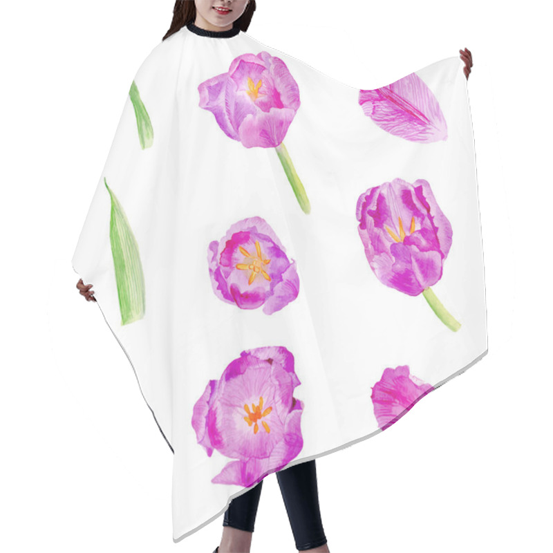 Personality  Set Tulip Petals And Flowers Hair Cutting Cape