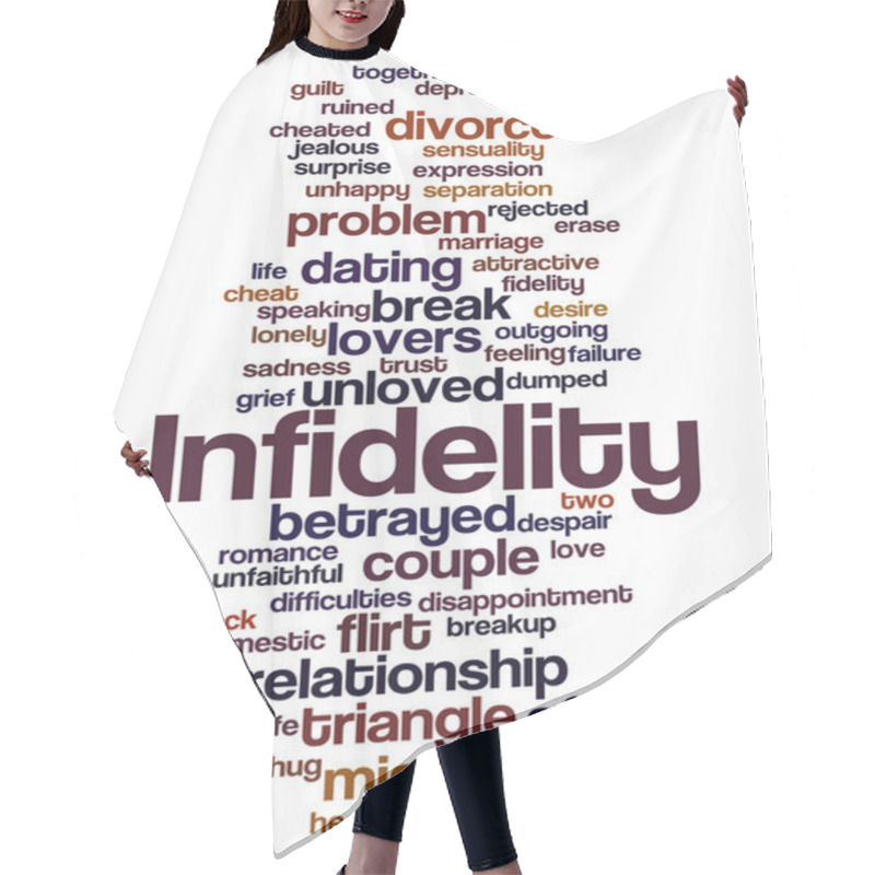 Personality  Infidelity, Word Cloud Concept 3 Hair Cutting Cape