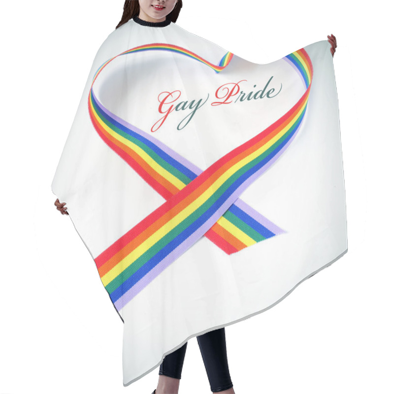 Personality  Heart-shaped Rainbow Ribbon And Text Gay Pride Hair Cutting Cape