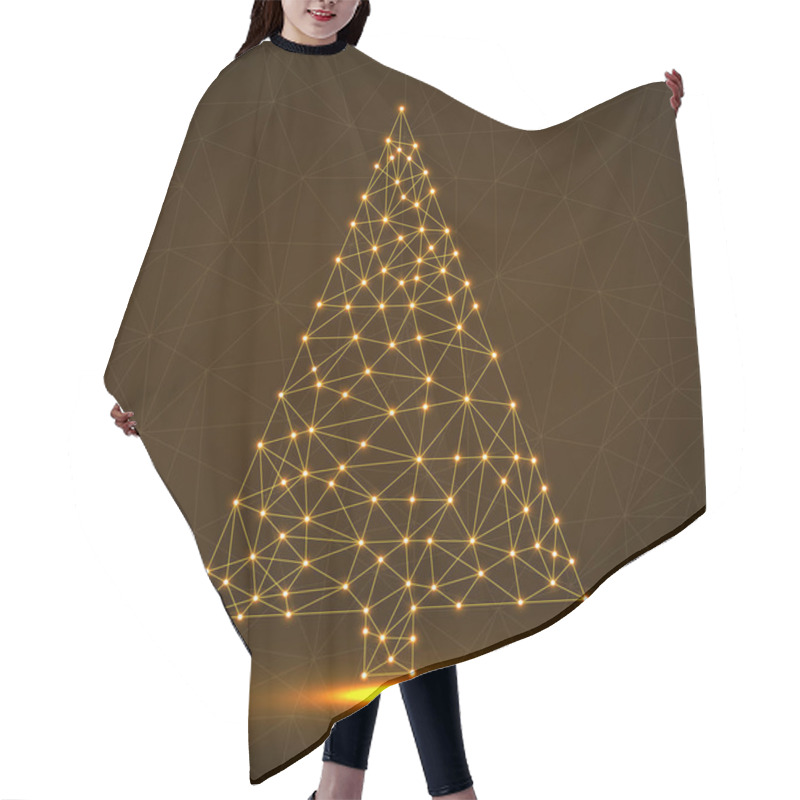 Personality  Abstract Neon Christmas Tree Of Lines And Dots, Hair Cutting Cape