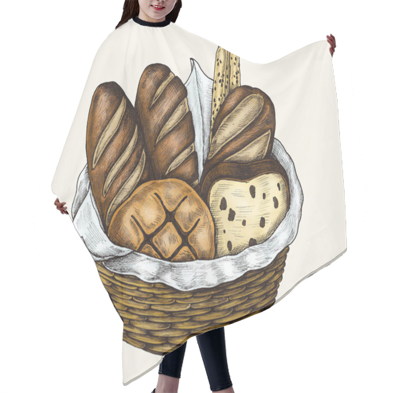 Personality  Hand-drawn Bread Basket Isolated Hair Cutting Cape