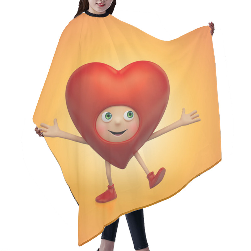 Personality  Funny Red Heart Cartoon Dancing. Valentine Day Greeting Card Hair Cutting Cape