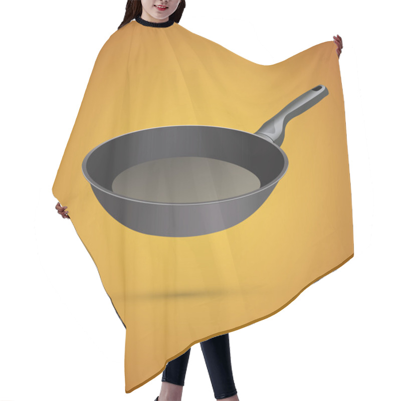 Personality  Empty Frying Pan On A Yellow Background. Vector Illustration Hair Cutting Cape