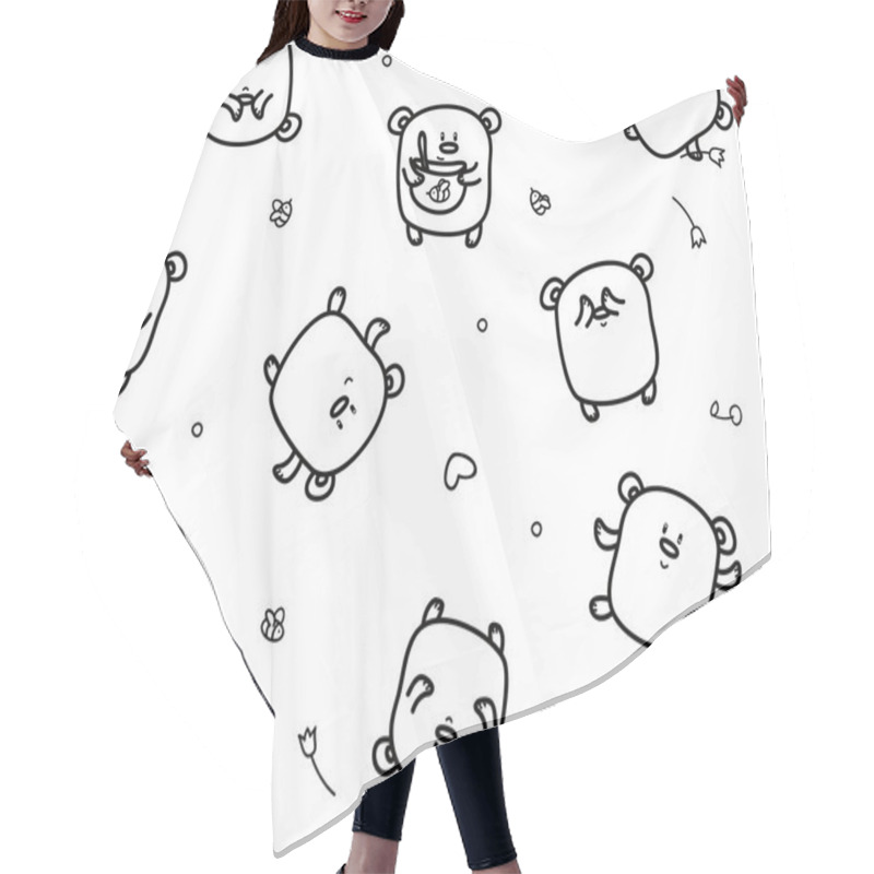 Personality  Bears Silhouettes Seamless Pattern Hair Cutting Cape