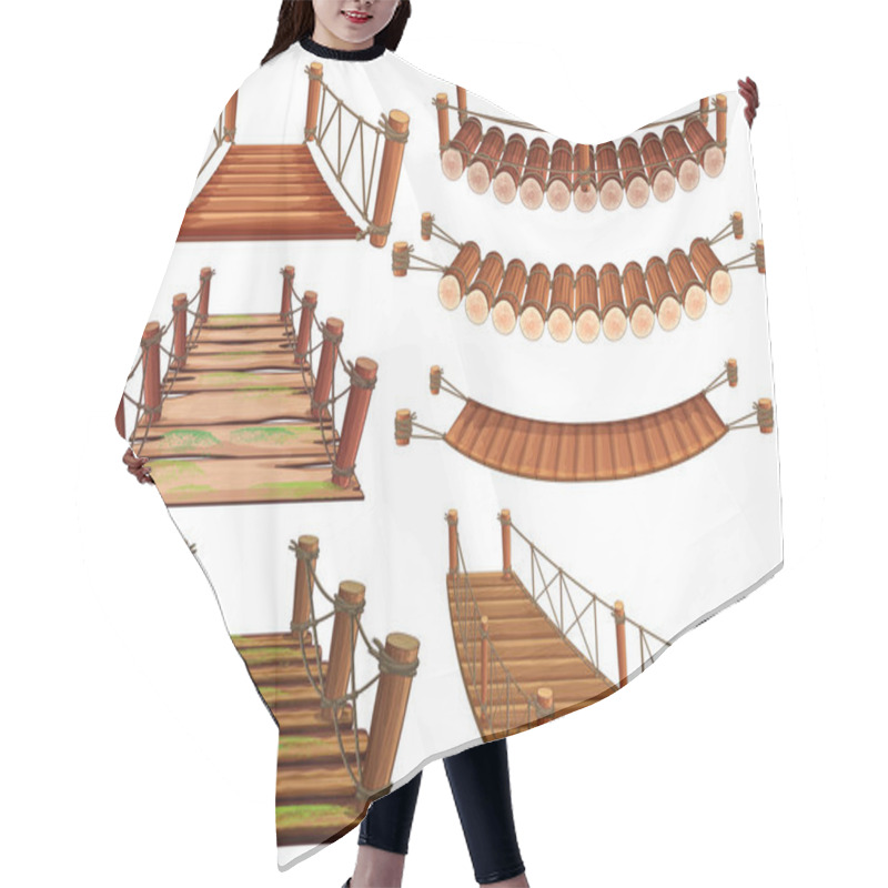 Personality  Wooden Bridges In Different Designs Hair Cutting Cape