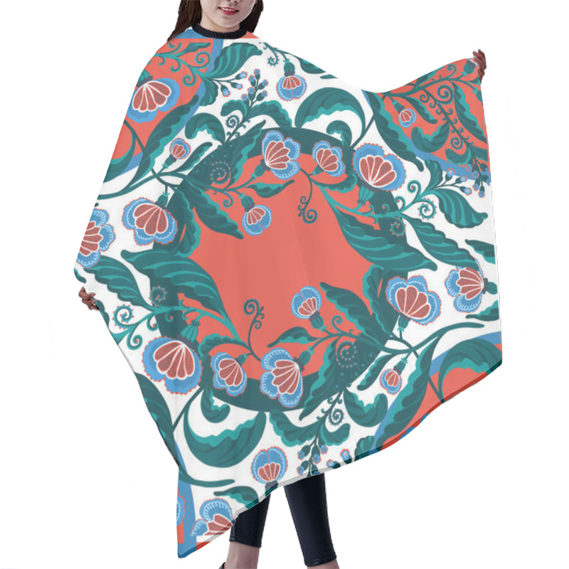 Personality  Silk Scarf With Abstract Flowers Vector Pattern With Hand Drawn Floral Elements. Hair Cutting Cape