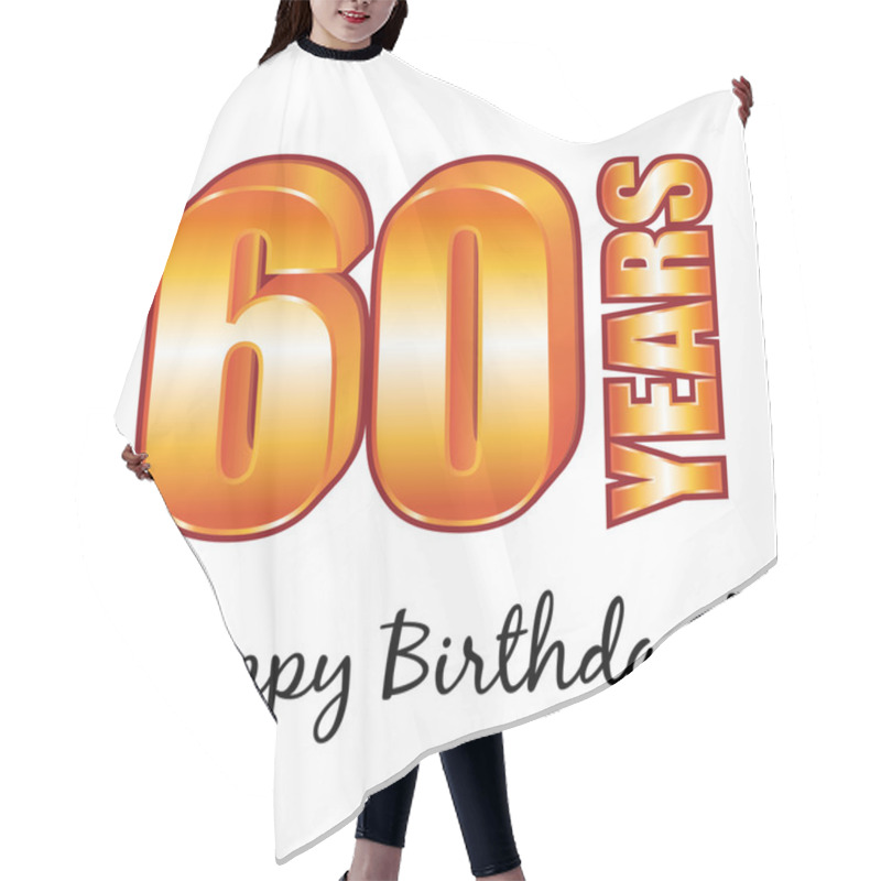 Personality  Happy Birthday. 60 Years Old Vector Greeting Card. Hair Cutting Cape