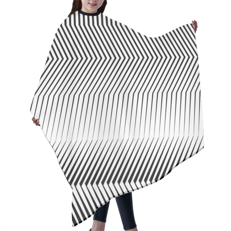 Personality  Vertical Waving, Wavy, Zigzag Lines. Irregular Parallel Stripes, Hair Cutting Cape