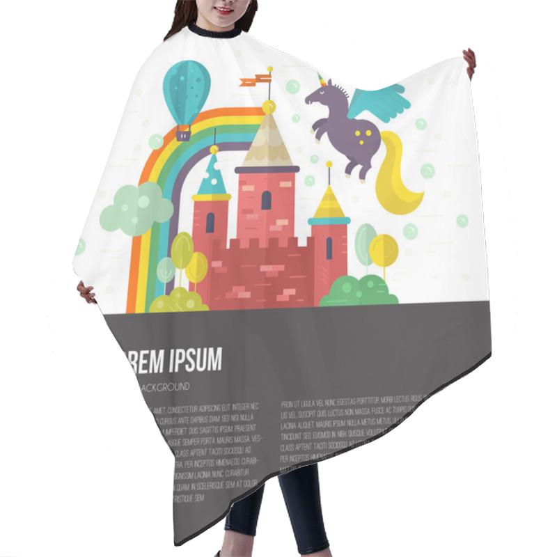 Personality  Flat Illustration Of Old Castle Hair Cutting Cape