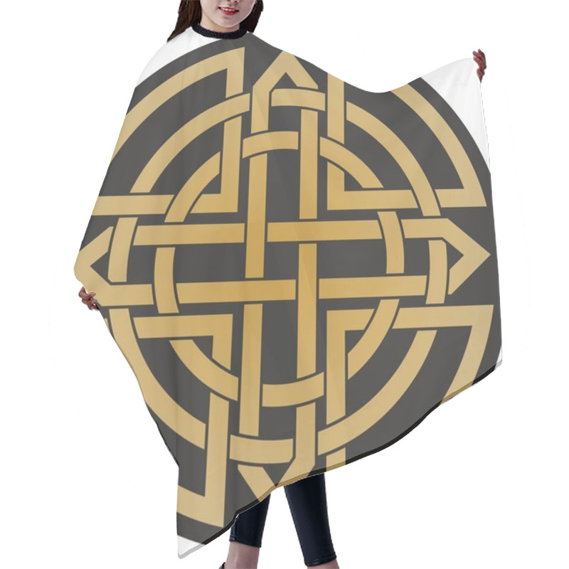 Personality  Vector Gold And Black Celtic Knot. Ornament Of Ancient European Peoples. The Sign And Symbol Of The Irish, Scots, Britons, Franks Hair Cutting Cape