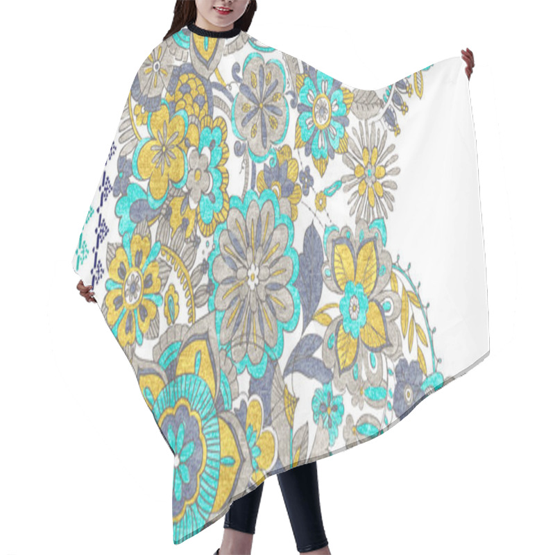 Personality  Seamless Pattern With Paisley Flowers. Hair Cutting Cape