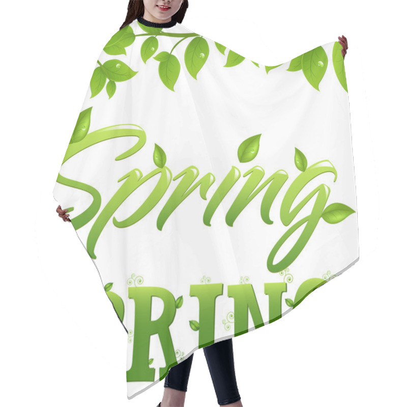 Personality  2 Words And Branch With Green Foliage, Isolated On White Background, Vector Illustration Hair Cutting Cape