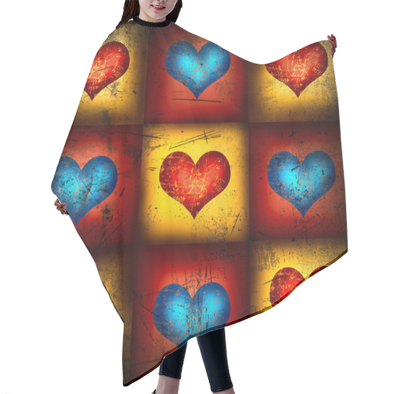 Personality  Grunge Abstract Background With Hearts Hair Cutting Cape