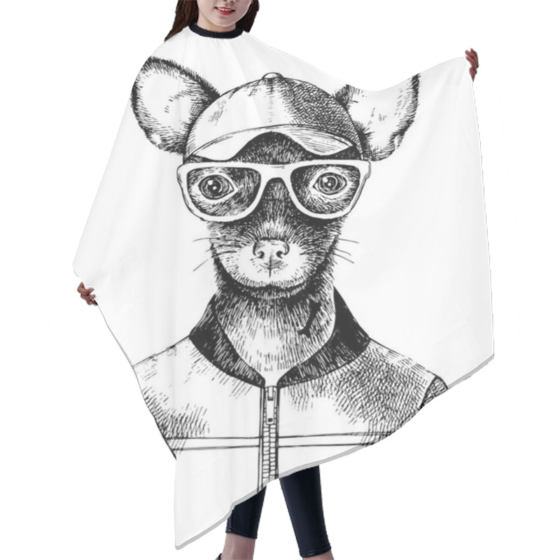 Personality  Hand Drawn Toy Terrier Hipster Hair Cutting Cape