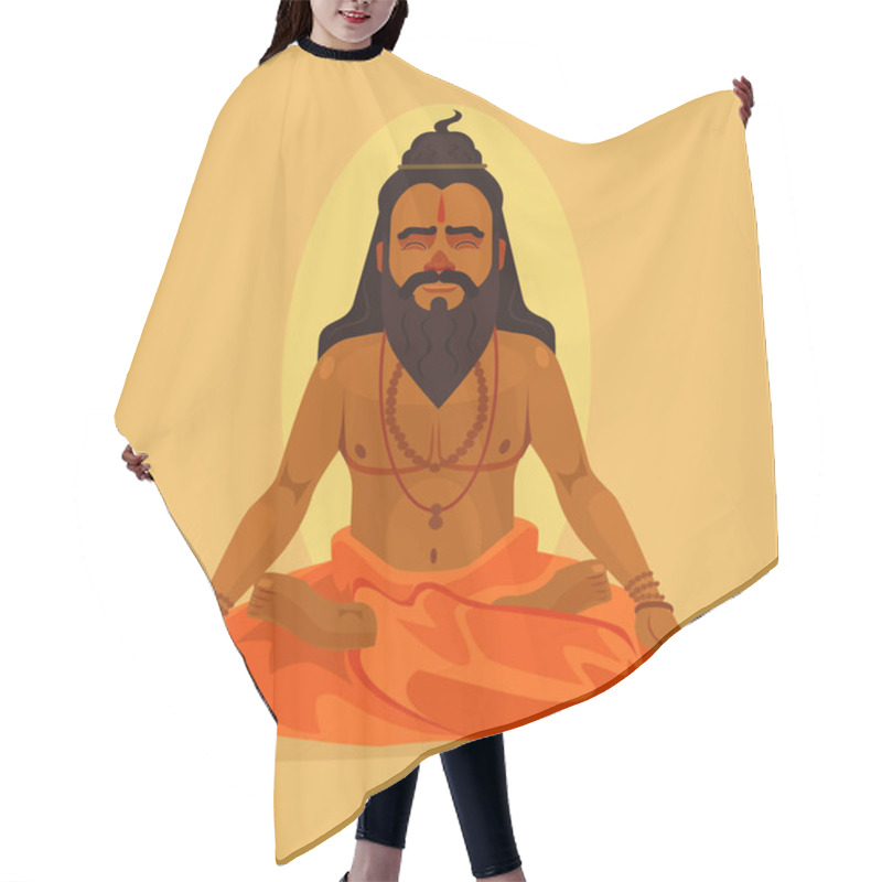 Personality  Meditating Yogi Man Character. Vector Flat Cartoon Illustration Hair Cutting Cape