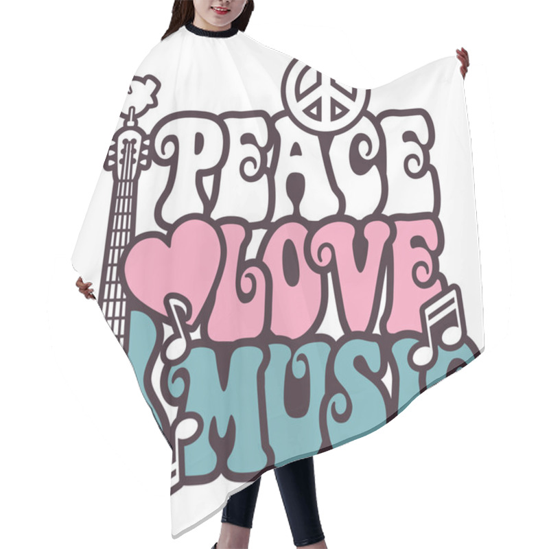 Personality  Peace-Love-Music In Pink And Blue Hair Cutting Cape