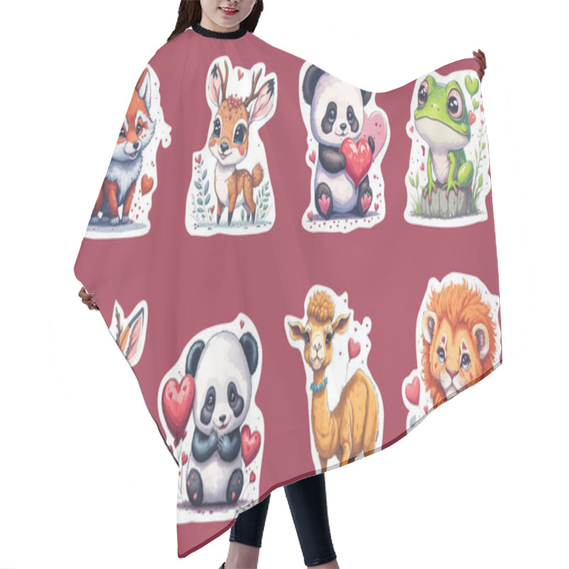 Personality  A Lovable Character Of A Cute Baby Animals With Hearts Hair Cutting Cape