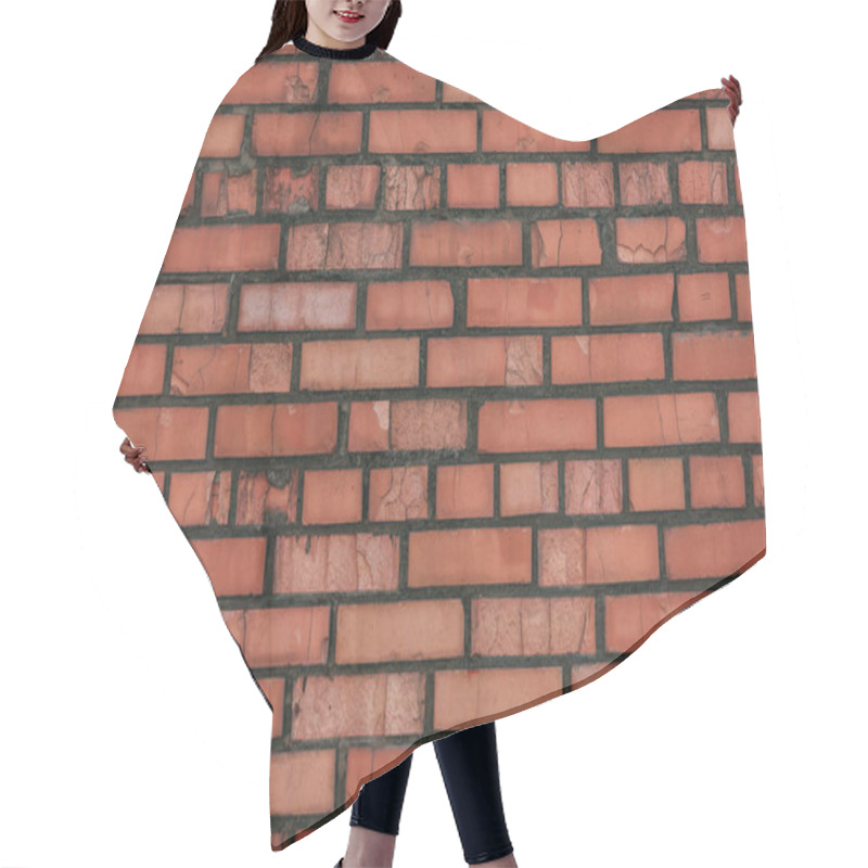 Personality  Old Red Weathered Brick Wall, Full Frame Background Hair Cutting Cape