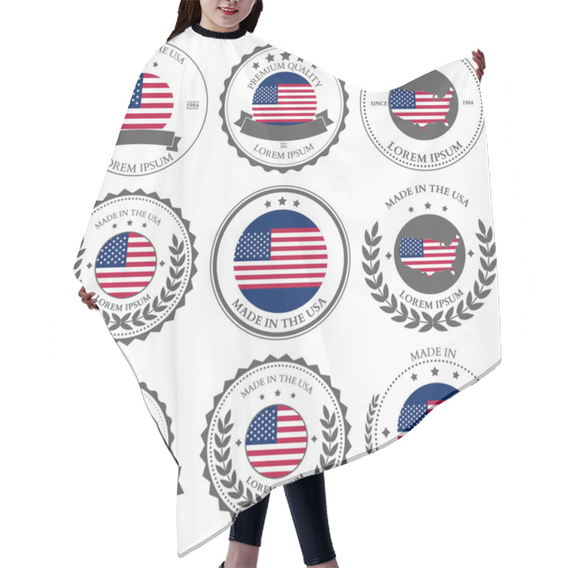 Personality  Made In USA, Seals, Badges. Vector Illustration Hair Cutting Cape