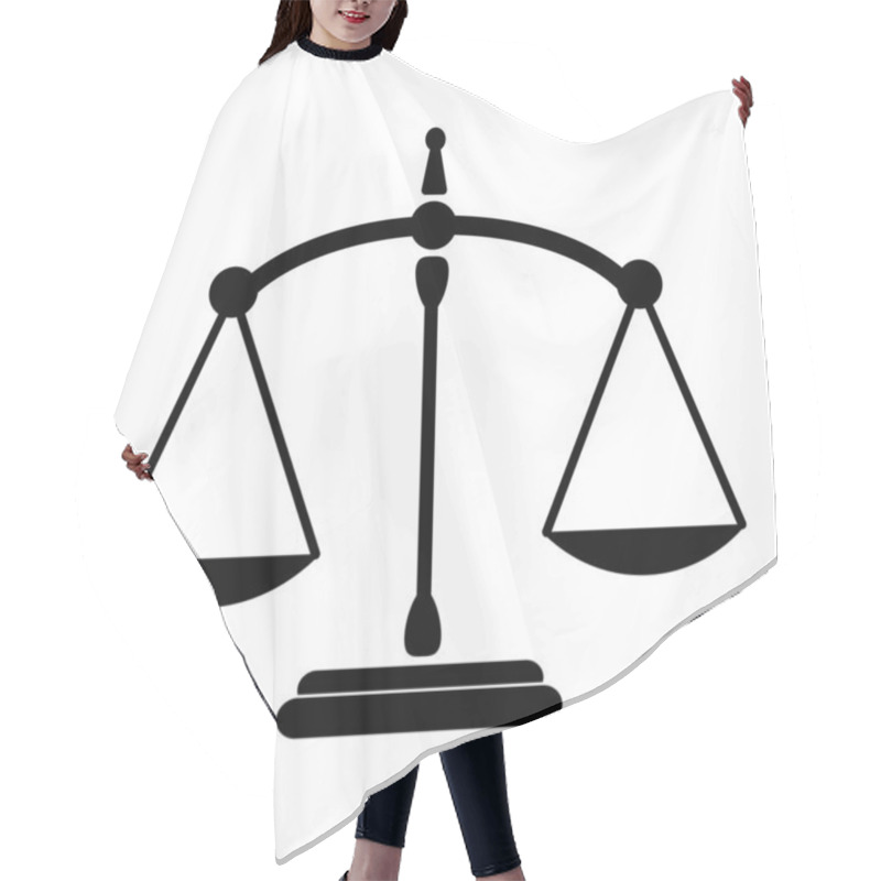 Personality  Justice Scale Balance Old And Ancient. Black And White Illustration. EPS Vector  Hair Cutting Cape