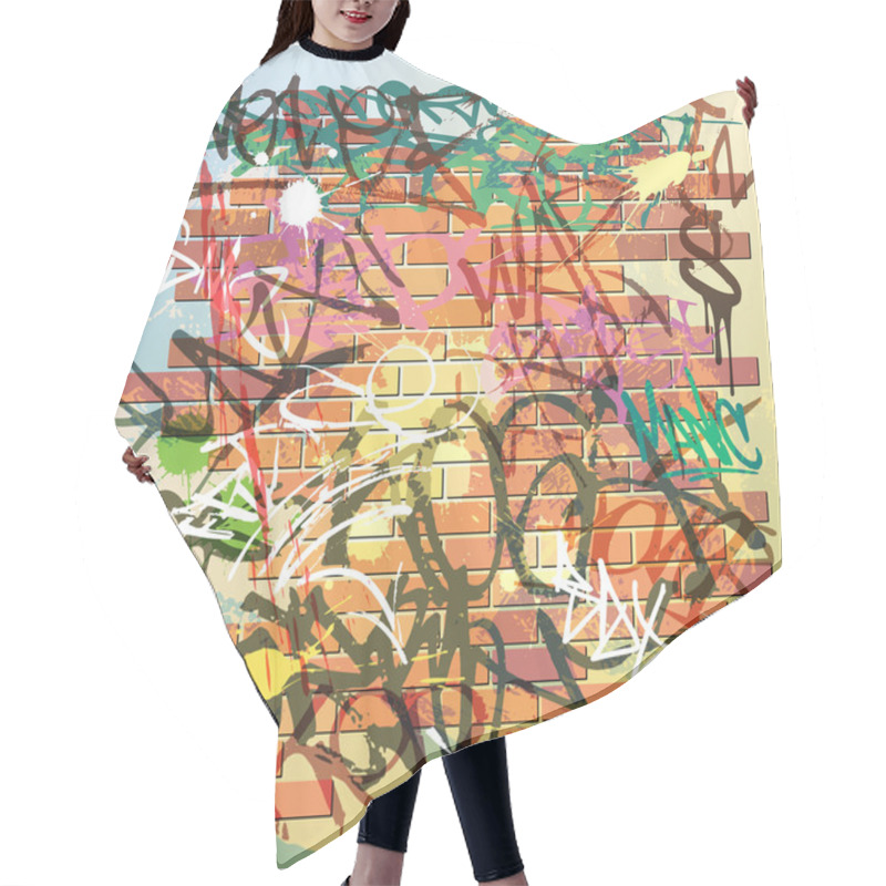 Personality  Graffiti Wall Hair Cutting Cape