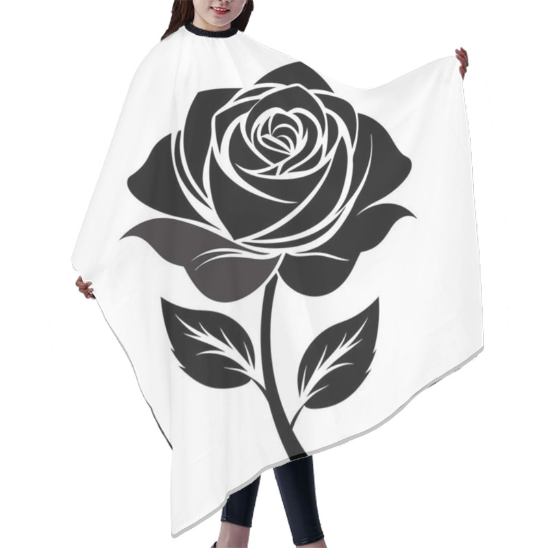 Personality  Elegant Monochrome Rose Intricate Vector Illustration Hair Cutting Cape